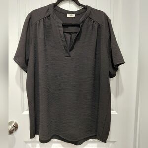 Entro Black Short Sleeve Blouse Sz XXL #0579